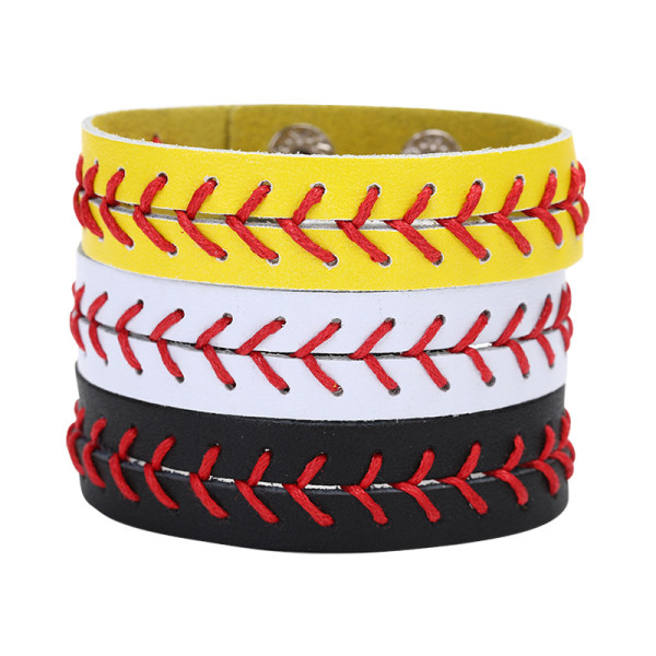 Wax thread hand sewn baseball wristband bracelet