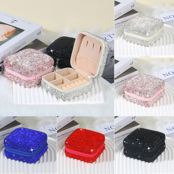 Diamond encrusted jewelry box, ring box, earring, necklace, earring, earring, earring, storage bag, bead box