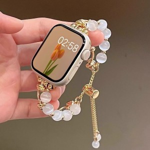 Suitable for Apple Watch Cat Eye Stone Watch with Premium 10th Generation Metal Watch Decoration for Women