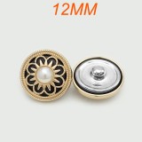 12mm snap button metal rhinestone Golden Silver Flower Pearl Snowflake
