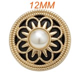 12mm snap button metal rhinestone Golden Silver Flower Pearl Snowflake