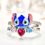 Interstellar Baby Anime Periphery Stitch Angel Micro inlaid Haoshi Two Piece Ring Set