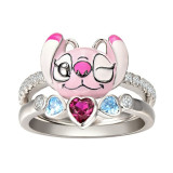 Interstellar Baby Anime Periphery Stitch Angel Micro inlaid Haoshi Two Piece Ring Set
