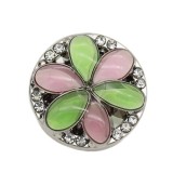 20mm snap button metal rhinestone Golden Silver Flower Pearl Snowflake