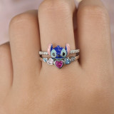 Interstellar Baby Anime Periphery Stitch Angel Micro inlaid Haoshi Two Piece Ring Set