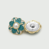 20mm snap button metal rhinestone Golden Silver Flower Pearl Snowflake