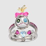Interstellar Baby Anime Periphery Stitch Angel Micro inlaid Haoshi Two Piece Ring Set