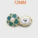 12mm snap button metal rhinestone Golden Silver Flower Pearl Snowflake