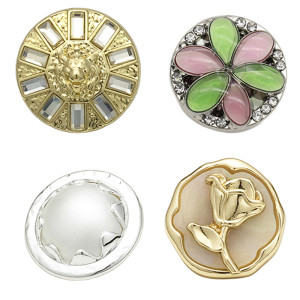 20mm snap button metal rhinestone Golden Silver Flower Pearl Snowflake