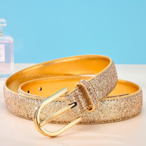 Hot selling new fashionable women's belt gold PU leather women's belt