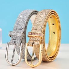 Hot selling new fashionable women's belt gold PU leather women's belt