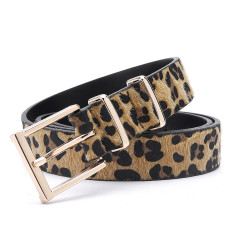 Leopard print horsehair belt, jeans belt, new women's belt