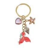 Dripping Oil Sea Star Dolphin Shell Exquisite Girl Bag Pearl Keychain