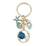 Dripping Oil Sea Star Dolphin Shell Exquisite Girl Bag Pearl Keychain