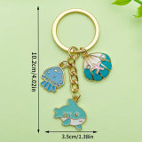 Dripping Oil Sea Star Dolphin Shell Exquisite Girl Bag Pearl Keychain