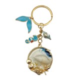 Dripping Oil Sea Star Dolphin Shell Exquisite Girl Bag Pearl Keychain