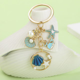 Dripping Oil Sea Star Dolphin Shell Exquisite Girl Bag Pearl Keychain
