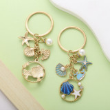 Dripping Oil Sea Star Dolphin Shell Exquisite Girl Bag Pearl Keychain