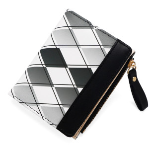 Short plaid contrasting color simple coin purse