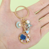 Dripping Oil Sea Star Dolphin Shell Exquisite Girl Bag Pearl Keychain