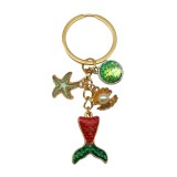 Dripping Oil Sea Star Dolphin Shell Exquisite Girl Bag Pearl Keychain