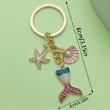 Dripping Oil Sea Star Dolphin Shell Exquisite Girl Bag Pearl Keychain