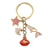 Dripping Oil Sea Star Dolphin Shell Exquisite Girl Bag Pearl Keychain