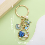 Dripping Oil Sea Star Dolphin Shell Exquisite Girl Bag Pearl Keychain