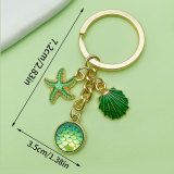 Dripping Oil Sea Star Dolphin Shell Exquisite Girl Bag Pearl Keychain