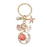 Dripping Oil Sea Star Dolphin Shell Exquisite Girl Bag Pearl Keychain