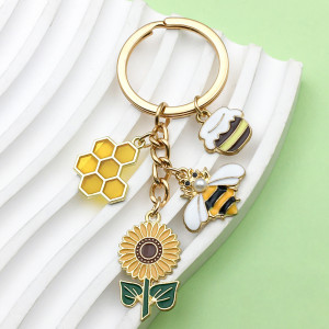 Small pendant with pearls, bees, beehives, sunflowers, hanging accessories, keychain
