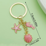 Dripping Oil Sea Star Dolphin Shell Exquisite Girl Bag Pearl Keychain