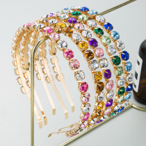 Harmony Hair Hoop Baroque Gold Creative Metal Headband Light Luxury Style Colorful Drill Bit