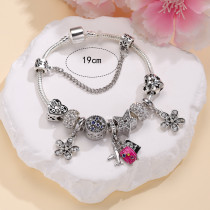 Bracelet Beaded airplane travel suitcase, passport pendant, rhinestone jewelry