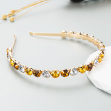 Harmony Hair Hoop Baroque Gold Creative Metal Headband Light Luxury Style Colorful Drill Bit