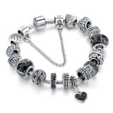Crystal Glass Beads DIY Alloy Peach Heart Beads with Diamonds Peach Heart Pendant Bracelet