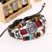Retro personality cowhide fashionable temperament bead leather bracelet