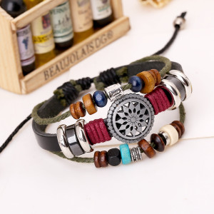 Retro personality cowhide fashionable temperament bead leather bracelet