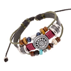 Retro personality cowhide fashionable temperament bead leather bracelet