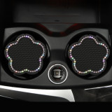 Diamond inlaid car cup pad cartoon cute car anti slip pad car accessories circular silicone insulation pad