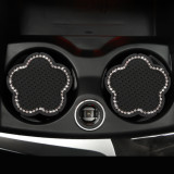 Diamond inlaid car cup pad cartoon cute car anti slip pad car accessories circular silicone insulation pad