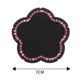 Diamond inlaid car cup pad cartoon cute car anti slip pad car accessories circular silicone insulation pad