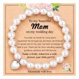 High gloss pearl bracelet elastic rope woven Mother's Day gift 8mm white pearl heart bracelet