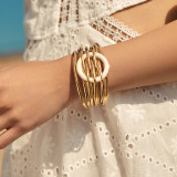 New PU leather bracelet with handmade circle cross design and magnetic buckle bracelet