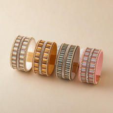 New Retro Women's Bracelet PU Leather Fashion Versatile Diamond Magnetic Buckle Bracelet