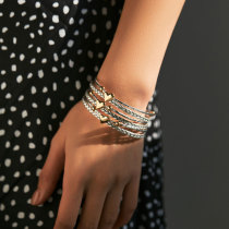 New Peach Heart Design Magnetic Buckle Bracelet Multi layer PU Weaving Handmade Alloy Bracelet