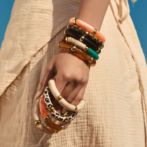 NEW Acrylic Handmade Bracelet with European and American Color blocked Design Irregular Bracelet