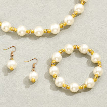 European and American mother of pearl earrings necklace bracelet set collarbone chain