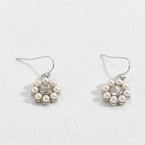 Hot selling European and American style necklace earring set with inlaid zircon pearl flower earrings necklace