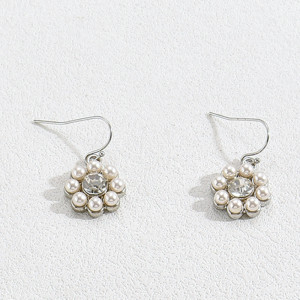 Hot selling European and American style necklace earring set with inlaid zircon pearl flower earrings necklace